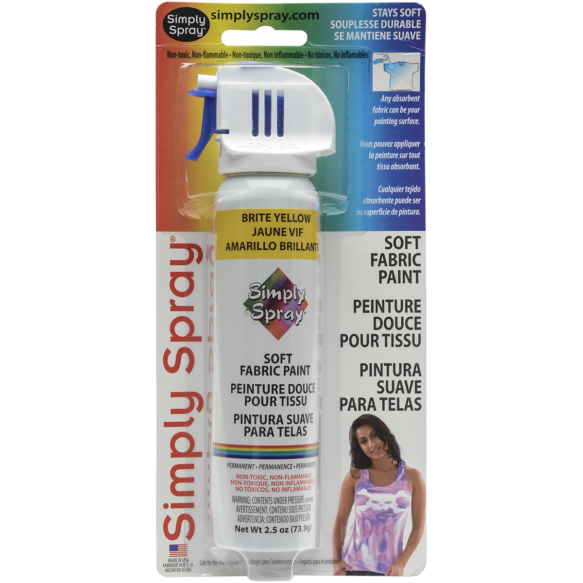 Simply Spray Soft Fabric Paint 2.5ozBrite Yellow