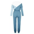 thumbnail image 4 of Yeaiivve Womens Two Piece Outfits Color Block Casual Sweatsuits Jogging Matching Suits Crewneck Long Sleeve Pullover and Drawstring Sweatpants Set Blue XXXL, 4 of 5