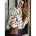 thumbnail image 4 of Abrigo corto de piel sintética con estampado de leopardo para mujer, prenda de vestir gruesa con cuello vuelto y una hilera de botones, moda de otoño, novedad de 2024, 4 of 5