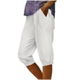 thumbnail image 3 of Aboser Knee Length Capri Pants for Women Trendy High Waisted Capris Summer Casual Cinch Buttom Pants Lightweight Soft Beach Vacation Trousers with Pockets, 3 of 6