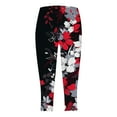 thumbnail image 4 of GHSOHS Leggings for Women Yoga Pants Red Leggings for Women Capri Leggings for Women Floral Print Cropped Leggings Knee Length Summer Workout Leggings Casual Comfy Cropped Yoga Pants Summer Leggi,S, 4 of 5