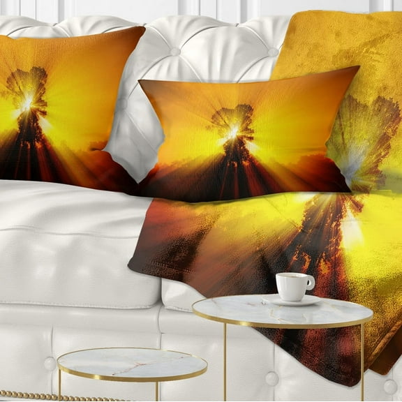 Designart Shadows of Trees - Landscape Printed Throw Pillow - 12x20