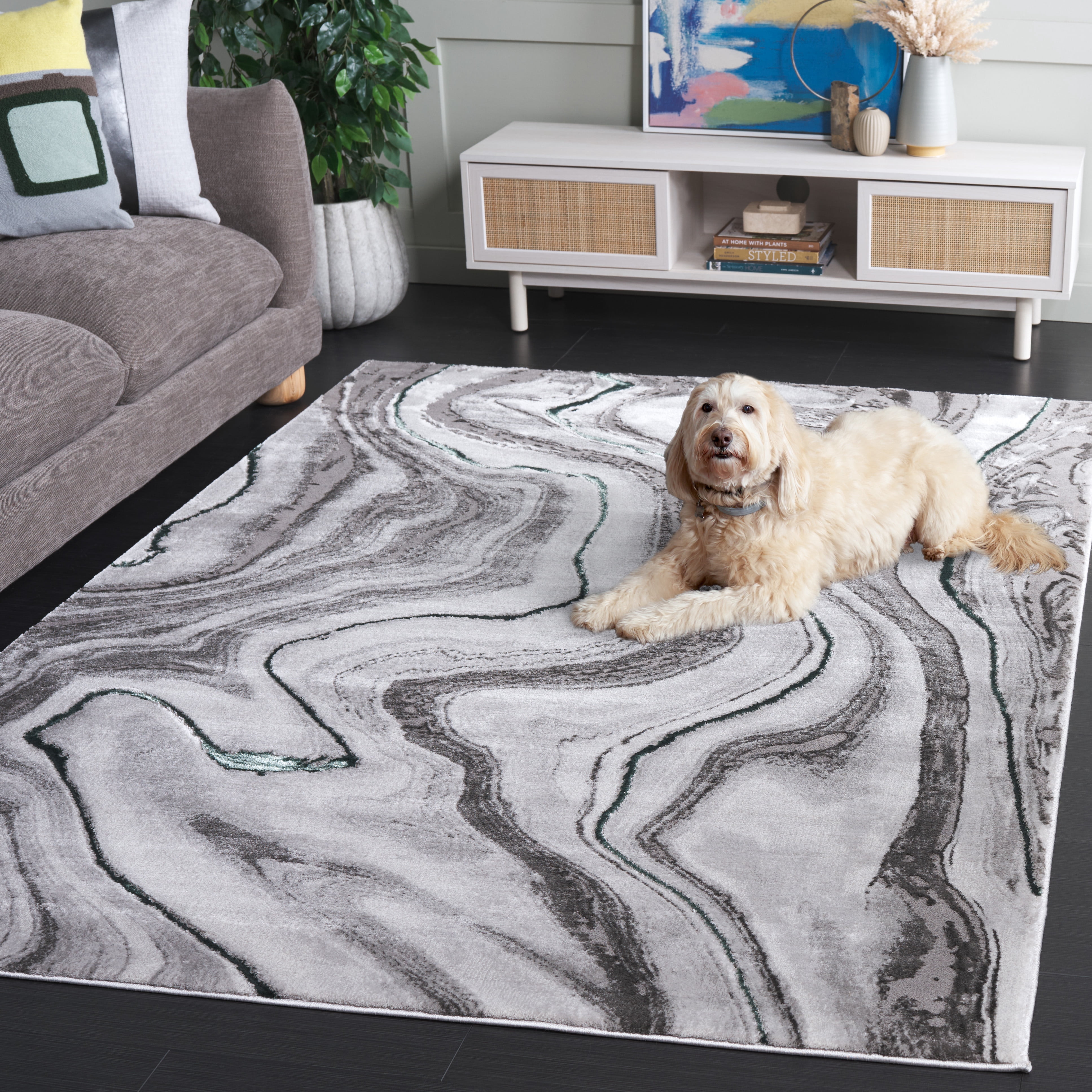 Safavieh Craft Angjelko Abstract Area Rug, Gray/Green, 2'7" x 5'