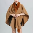thumbnail image 2 of XFLWAM Women's Faux Shawl Wrap Stole Open Front Knit Cardigan Cape Poncho Cloak Large Scarf Blanket Coat Brown, 2 of 4