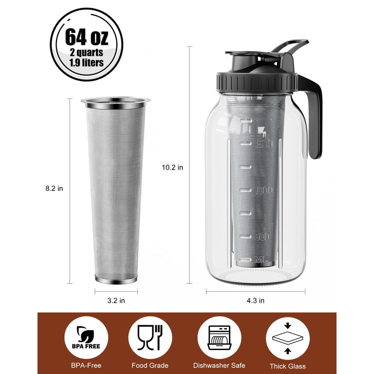 Gosche 64 oz Cold Brew Coffee Maker with Stainless Steel Filter photo 2