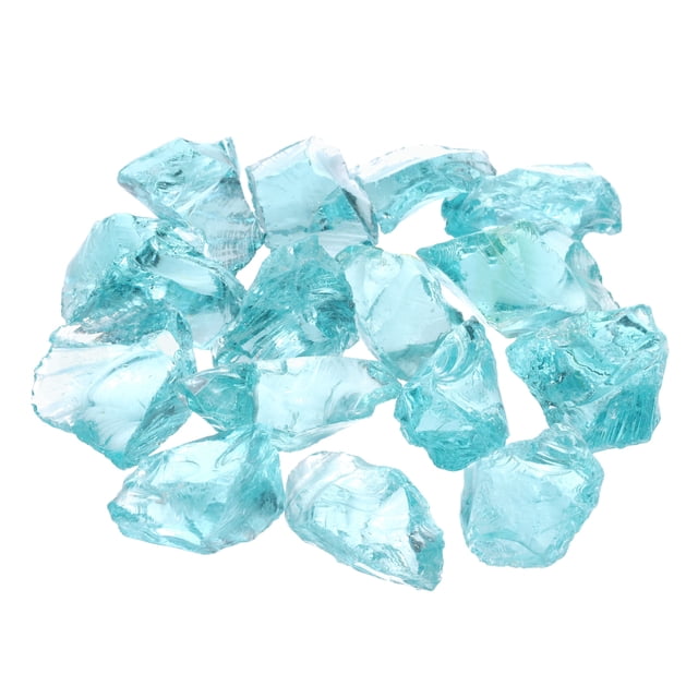 Fire Glass for Fire Pit, 2-3mm(1/9") High Luster Natural Glass Rocks, Light Blue