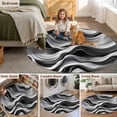 thumbnail image 6 of Abstract Round Area&nbsp;Rug 5ft Modern Black and White Wave Lines Texture Non-Slip&nbsp;Washable Circle Rugs Soft Felt Indoor Floor Mat for Bedroom Kitchen Living Room Bathroom, 6 of 9