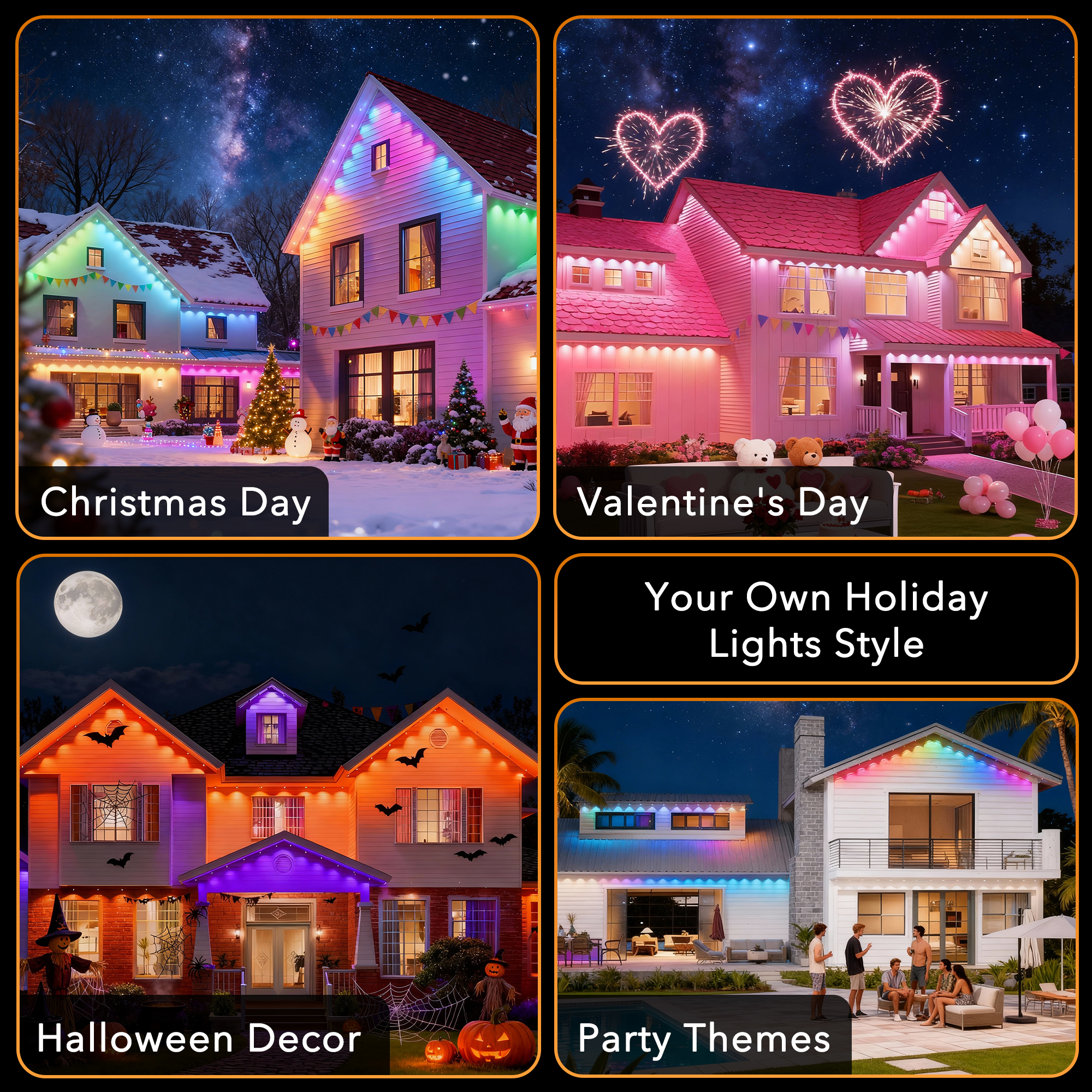 Beatineon 150ft RGB+IC Permanent Outdoor Lights Pro, Smart APP Controlled Christmas Lights, IP68 Waterproof 90 LEDs String Lights with Premium Packaging