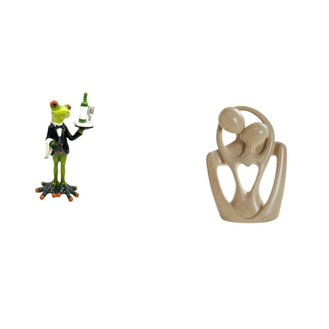 Escultura de resina de rana camarera y pareja abstracta, figura creativa de animal para mesa, chimenea, estantería, cafetería, escritorio, regalo de c