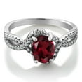 thumbnail image 2 of Gem Stone King 925 Sterling Silver Red Rhodolite Garnet Jewelry Women's Ring (1.98 Cttw, Oval 8X6MM, Size 5), 2 of 4