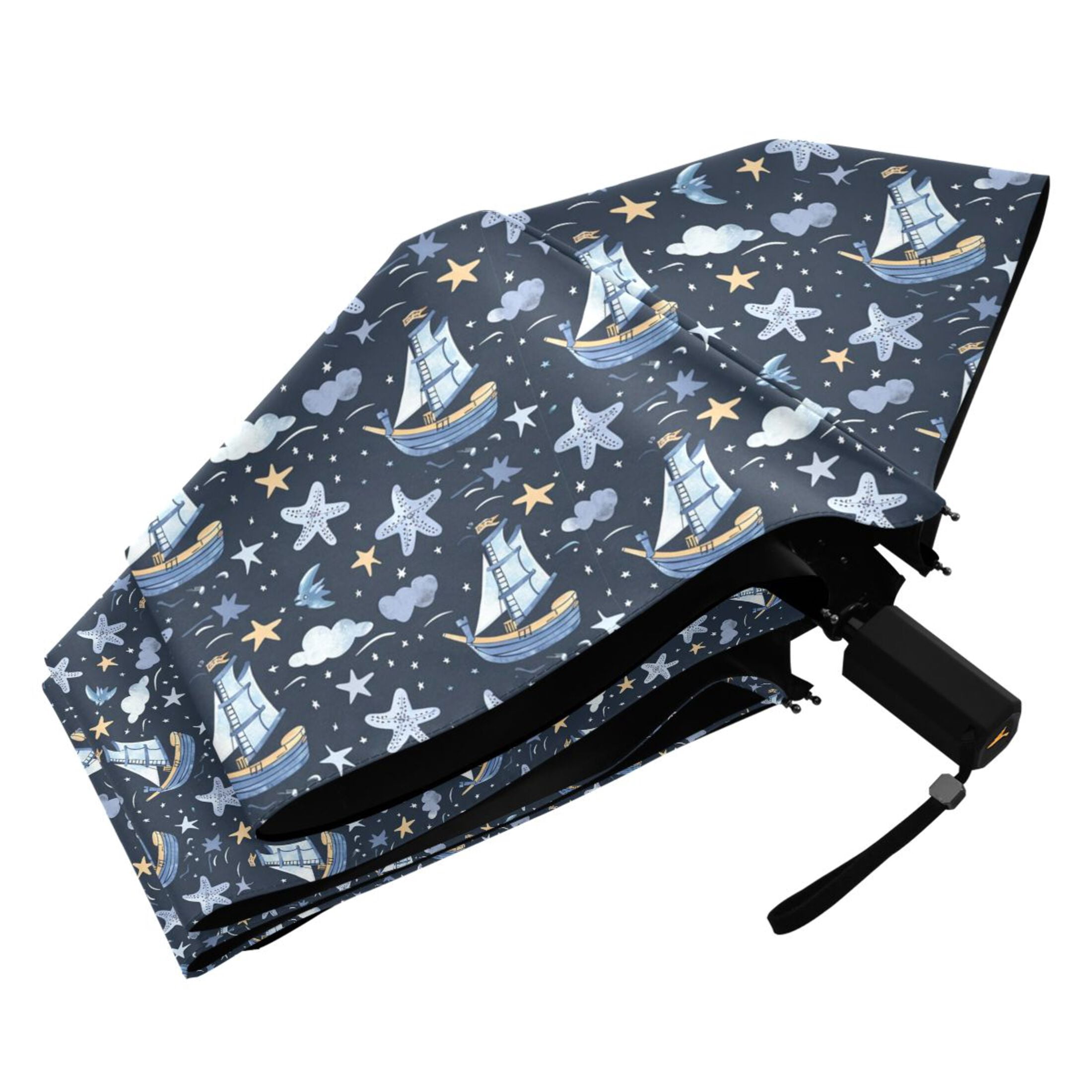 Boat Star Starfish Compact Sun Umbrella Windproof Travel Umbrellas for Rain Strong Portable UV Protection