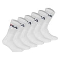 thumbnail image 1 of FILA Calcetines unisex, pack de 6 - calcetines de tripulación, de rizo, de tenis, deportivos (2x 3 pares) Blanco 35-38, 1 of 3