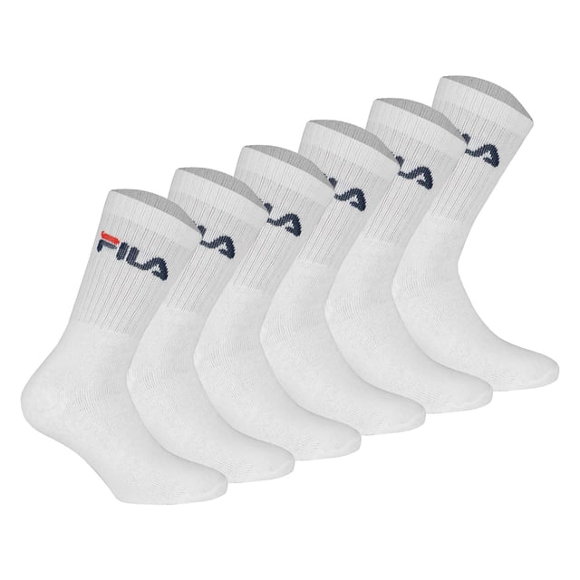 FILA Calcetines unisex, pack de 6 - calcetines de tripulación, de rizo, de tenis, deportivos (2x 3 pares) Blanco 35-38