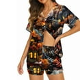 thumbnail image 5 of Tnhcen Women's 2 Piece Halloween Graphic Pajama Set Button Down Short Sleeve Lapel Shirt Pjs Shorts Lounge Set S-2XL Multiple Colors Available Multicolor, 5 of 6