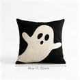 thumbnail image 4 of Halloween Throw Pillow Cover, Ghost Pumpkin Witch Print, Linen Cushion Case, 18x18 Set, Hidden Zipper, Spooky Decor for Sofa Couch by MPOISVA, 4 of 8