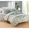 thumbnail image 3 of Chic Home Elmaz 8-Piece Reversible Paisley Quilt Set, King, Blue, 3 of 7