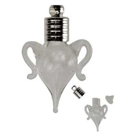 Princess Bottle Cap Necklace Oil Bottle Small Amphora Shape Necklace Carry Your Favorite Scent You Glass Silver Cap 1 1/4 ()