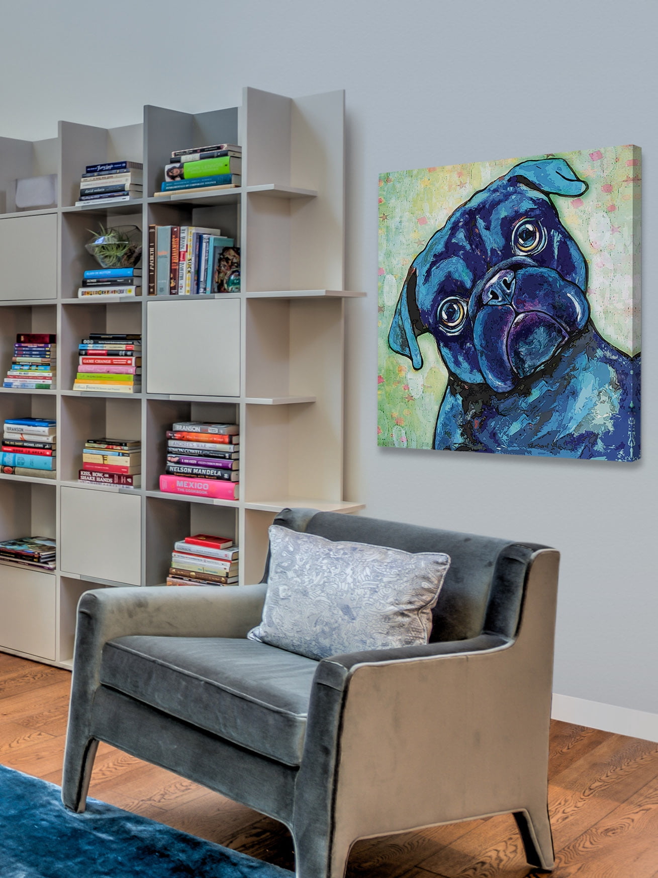 "Black Pug II" Painting Print on Wrapped Canvas