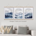 thumbnail image 3 of PixonSign Adhesive Canvas Print Wall Art Set - Moonlit Peaks Blue Tones Mountain Range Posters - Set of 3 Boho Pastel Nature Wilderness Wall Décor for Living Room, Bedroom, Office - 8"x10", 3 of 5