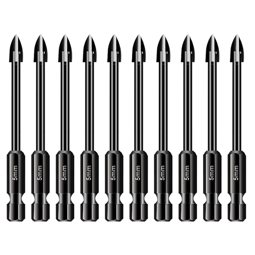Metal Wood Glass Tile Drill Bits Sets 5pcs Tip Punching Hole Working Tools Efficient Universal Drilling Tool Multifunctional Triangle Cross Alloy Drill Bit Set