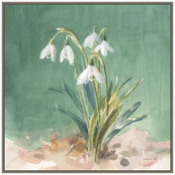 Amanti Art Soft Floral Dewdrops Framed Canvas Wall Art Print