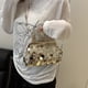 thumbnail image 1 of Bolso de noche con lentejuelas con clip para mujer - Bolso de hombro cruzado dorado plateado negro con cadena, 8,46x2,36x5,12 pulgadas, 1 of 6