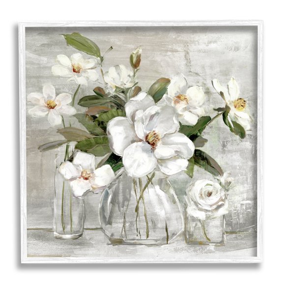 Stupell Industries Blooming White Florals Distressed Painting Country Still Life, 24 x 24, Design by Sally Swatland
