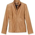 thumbnail image 5 of Cole Haan Women's Genuine Leather Jacket with Wing Collar (Chianti, S, Drycleanonly), 5 of 7