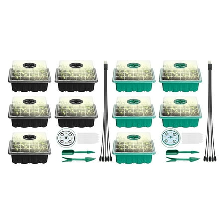 

Tiyuyo 5pcs Seed Starter Trays with Grow Light Garden Plant Seedling Box (Black)