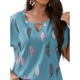 thumbnail image 2 of Gvmfive Womens Plus Size Short Sleeve Printed Round Neck Tops Blouse, 2 of 4