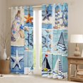 thumbnail image 2 of Erosebridal Ocean Nautical Sailboat Blackout Curtains Set of 2 (52x84 Each),Kawaii Sea Starfish Vintage Rustic Farmhouse Window Curtains For Boys Girls, 2 of 7