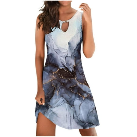 

Dresses for Women Sweater Dress Women s Trendy Sleeveless Crew Neck Leisure Hollow Out Printed Dress Clearance 2022 Maternity Dress for Photoshoot Long Sleeve Dress Blue XL