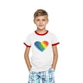 thumbnail image 4 of FamilyThread Girls Boys Short Sleeve Raglan T Shirts Kids Rainbow Striped Summer Tops Crewneck Basic Rainbow Graphic Tees 3-13 Years, 4 of 8