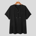 thumbnail image 4 of INCERUN Men's Short Sleeve Tee Tops Lace Up Drawstring Casual Henley T-Shirt, 4 of 5