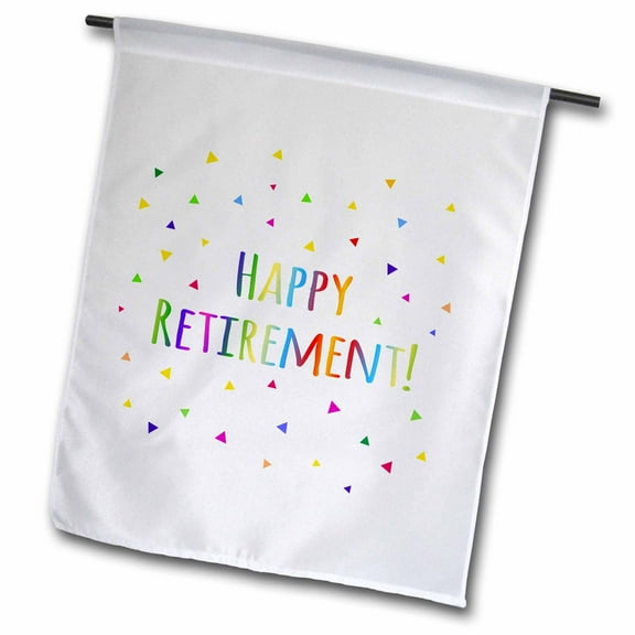 3dRose, Happy Retirement colorful rainbow text celebrating retiring from work, 12 x 18 inch Garden Flag