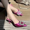 thumbnail image 2 of Sandalias de tacón de aguja con punta puntiaguda y diamantes de imitación para mujer, sandalias de verano 2024 de seda, tacones finos sexis de lujo, zapatillas de fiesta con tiras traseras para mujer, 2 of 5