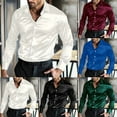 thumbnail image 4 of Mens Satin Silk Dress Shirt Long Sleeve Casual Shirts Disco Club Wedding Party, 4 of 12