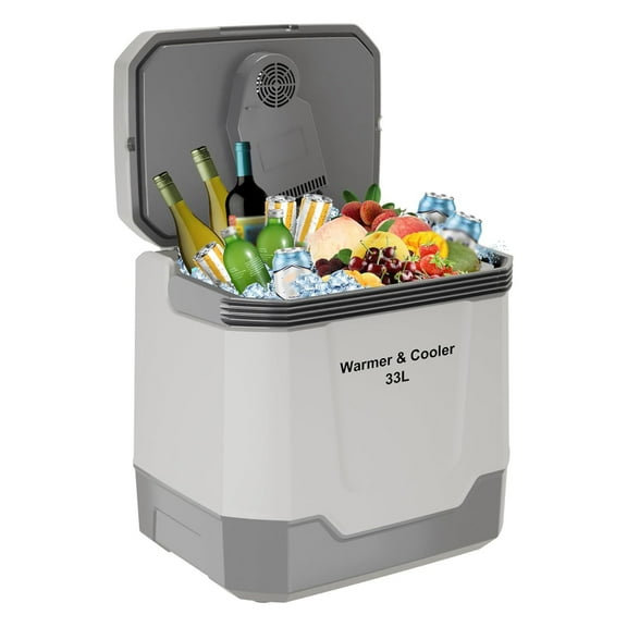 Riedhoff Car Refrigerator, Cooler & Warmer 35 Quart/33 L, 12V/110V AC Plug in, Gray
