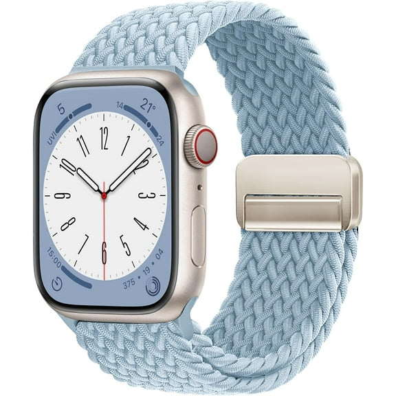 Magnetic Braided Loop Band Compatible with Apple Watch Series 11 10 46mm 9 8 7 6 5 4 42mm 44mm 45mm 49mm for Women Men, Stretchy Nylon Elastic Sport Strap for iWatch SE/Ultra 1/2/3, Slate Blue