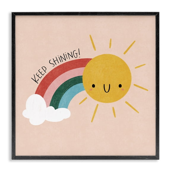 Stupell Industries Contemporary Keep Shining Inspirational Rainbow Black Framed Giclee Art, 12 x 12, by Sarah Hickman