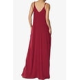 thumbnail image 2 of TheMogan Women's Casual V-Neck Draped Jersey Cami Long Maxi Dress W Pocket Summer Beach Burgundy M, 2 of 6