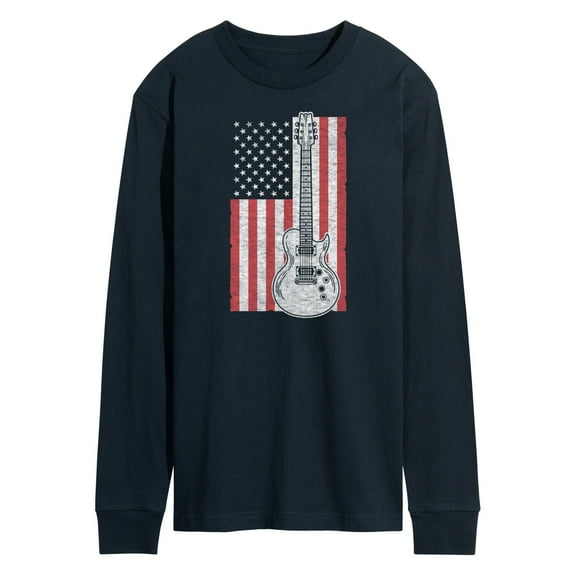 Instant Message - USA Flag Guitar - Men's Long Sleeve T-Shirt