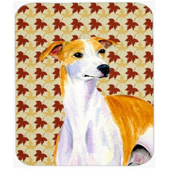 Whippet Fall Leaves Portrait Mouse Pad, Hot Pad or Trivet