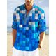 thumbnail image 1 of Camisa de hombre con estampado floral y cuello alto para exteriores, camisa de calle de manga larga, ropa de hombre, diseño de ropa, 1 of 6