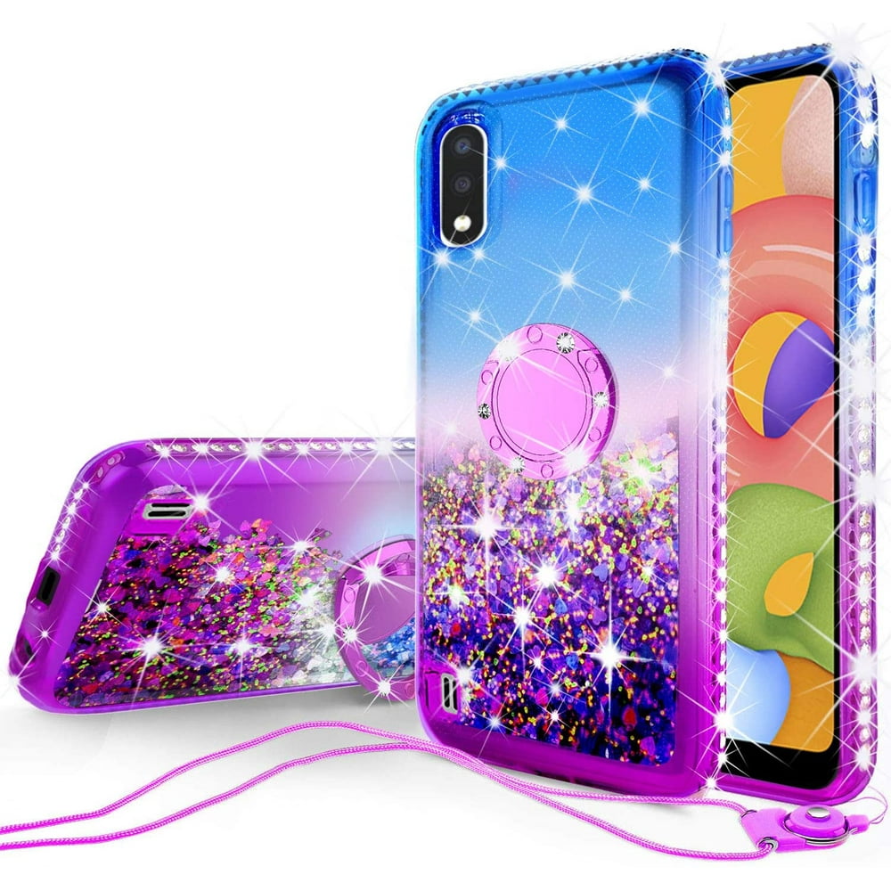 Samsung Galaxy A01 Ring Kickstand Case w/ TPU Screen Protector Liquid