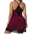 thumbnail image 4 of LQCrafK Plus Size Lingerie for Women L-5XL Lace Satin Nightdress Womens Lingerie V Neck Nightwear Satin Sleepwear, 4 of 6