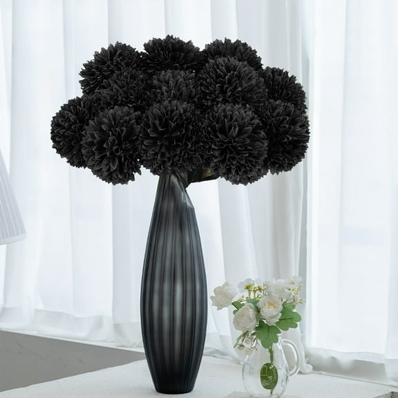 Giunmcul up to 65% Off 10 Pcs Artificial Chrysanthemums Flowers Silk Fake Mums Flowers for Halloween Ghothic Wedding Table Centerpiece Christmas Home Decor