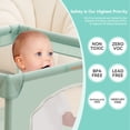 thumbnail image 4 of Baby Playpen, 36x36x27inch Portable Soft Mesh Sturdy Pipe Ample Space for Toddler, Green, 4 of 7