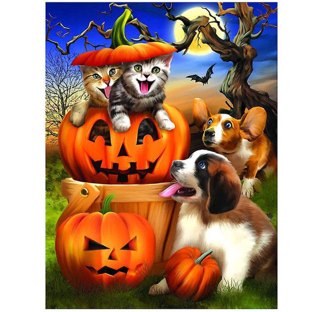 Dww-30x40 Cm 5d Diy Diamante Pintura Taladro Completo,Serie Halloween Diy Diamante Pintura Diamante Diamante Lienzo Punto De Cruz Pintura Por Número Para Decora