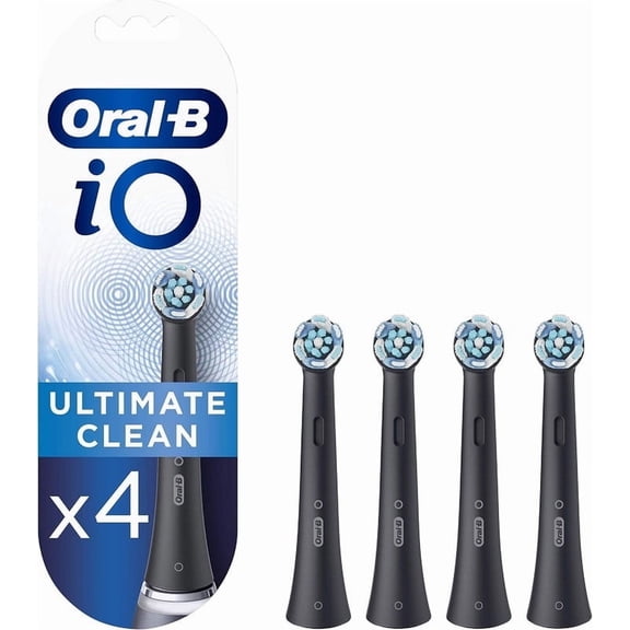 Ultimate Clean Replacement Brush Heads for Electric Toothbrush, 4-Pack, Black – Compatible with Oral-B iO Series
